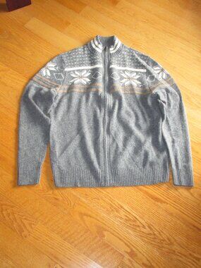 NWT Men's Hudson North Fair Isle Heather Grey Full Zip Cardigan Sweater Size M